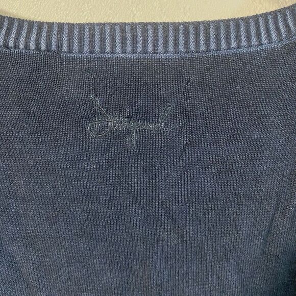 Desigual Sweater Women's Medium Dark Navy Beaded Designer Long Sleeve V-Neck - Picture 7 of 10